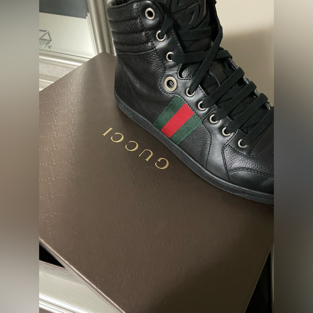 Mens High Top Leather Gucci Shoes